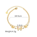 Detail of double-layer stainless steel bracelet featuring 3D opal and gold butterfly charms - Colorful Butterfly Double Layer Style (B1030)