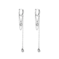 Zilveren S925 ketting franje oorbellen met zirkonia en sterrenstraal bedeltjes - Zilver