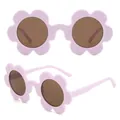 Lavender purple flower-shaped sunglasses for girls with round brown lenses - P6-Bright Purple Flower Frame
