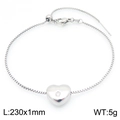 Collier cœur argenté plaqué 18k avec zircons et chaîne à mailles carrées ajustable - Bracelet Acier Zircon (KB190594-Z)