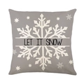 Grauer Weihnachts-Kissenbezug mit weißen Schneeflocken und Let It Snow Aufdruck - Künstlerische Schneeflocke (JYM634-2)