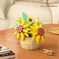 Mini bouquet di girasoli in mattoncini con cesto di fiori, misura 65x55x66mm - Mare di Fiori Soleggiato (M3083)
