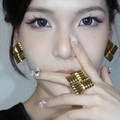 Vintage Schmuckset mit goldener strukturierter Ring und Ohrringe im Wellenfalten Design - Goldenes Ring- und Ohrring-Set / Gold