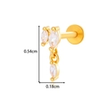 Golden heart chain labret stud with three marquise zircon stones and size dimension marks - 0194-5# Gold Three Marquise Dangle