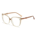 Occhiali anti-luce blu cat-eye champagne con stanghette in metallo oro rosa - Champagne Lente Trasparente