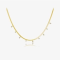 Elegant gold plated S925 silver herringbone chain necklace with zircon pendants - 925 Silver / 18K Gold