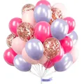 Pink and purple balloon set with rose gold confetti balloons for party decor - Macaron Purple, Macaron Pink, Magenta and Confetti Combination