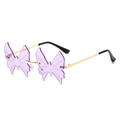 Occhiali da sole a farfalla senza montatura con lenti viola e stanghette in metallo dorato - Regolare / Viola Chiaro