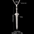 Vintage silver lion sword pendant necklace with 70cm stainless steel chain for men - 70cm Steel Chain / Silver