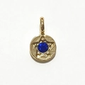 Golden round birthstone pendant featuring a star pattern and center blue crystal - Gold - September