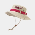 Beige outdoor fisherman hat with pink dragonfly embroidery and adjustable windproof strap - M (56-58cm) / Beige With Pink Decoration