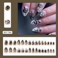 Gothic Halloween press-on nails featuring mystical snake and eye patterns on almond shape - Halloween Eyeball Style With Glue (W1744)