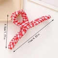 Pince à cheveux en tissu à carreaux rouge et blanc pour femme, longueur 11 cm - Rouge