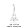 Stainless steel Eiffel Tower charm pendant for jewelry making, size 9x17.5mm - Eiffel Tower (5 Pcs/Pack) / Silver