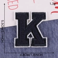 Letter K embroidered patch with black thread and white border for apparel and caps - Letter K / Navy Blue