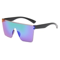 Oversized rimless sunglasses with blue-purple gradient lenses and black temples - C10 Green Mirror