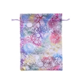 Purple organza drawstring gift bag with shiny iridescent coral branch pattern - 7x9cm / Purple Coral