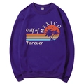 Dark purple crewneck sweatshirt with Gulf of Mexico sunset and palm tree print - S / Purple