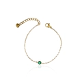 Minimalistische 18K vergulde armband met een enkele groene ronde edelsteen hanger - Armband - Groene Strass