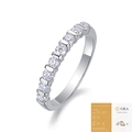 Sparkling S925 sterling silver moissanite row ring with GRA laboratory certificate - US Size 8 / Silver (Moissanite Row Set with GRA Cert)