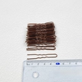 Brown metal U-shaped hair pins, 5.5cm size reference shown next to a ruler for hair styling - Regular U-shaped Pin / 5cm / Brown