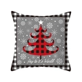 Kerst kussenhoes met Joy to the World tekst en rood ruitjes boom ontwerp - TQR31-1/Joy to the World Kerstboom