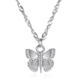 Elegant silver butterfly pendant necklace on a minimalist white background for women - Silver Textured Butterfly Pendant (白K 1012)
