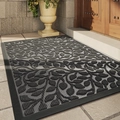 Durable gray entrance mat with leaf pattern and non-slip rubber backing for home entry - Olive Branch Forest-Gray (Rubber Bottom)