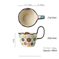 Handbemalter Keramikbecher mit Blumenmuster, 400ml Fassungsvermögen, Größe 15,7x11,1x8cm - Der Zauberer von Oz Grün