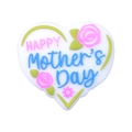 Cuenta de silicona 3D de corazón para pulseras del Día de la Madre con flores rosas - Feliz día de la madre