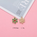 Golden snowflake charm with green enamel and red rhinestone for DIY jewelry making - Snowflake (F300-1) / 10 Pieces/Pack (17*23mm)