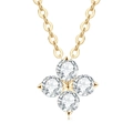 Magnifique collier trèfle à quatre feuilles en or avec pierres précieuses rondes - Collier Trèfle - Or Jaune