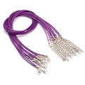 Purple 1.5mm Korean wax cord necklace rope with silver lobster clasp and extension chain - 1.5mm*45cm / Purple