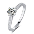 Classic S925 sterling silver moissanite ring with round cut stone and silver finish - US 5.25 / Fortune-0.5ct