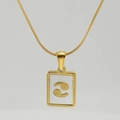 Collana in acciaio inossidabile placcato oro 18K con ciondolo quadrato segno Cancro - Cancro