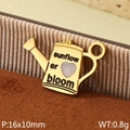 Golden metal watering can charm with sunflower bloom text for DIY accessories - Flower Watering Can Style (KLJ9490-ZLA)