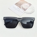 Luxury black square sunglasses with rhinestone-encrusted top frame and gray lenses - Black and Gray