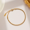 Pulsera minimalista de acero de titanio de 18K con cierre de langosta y cadena ajustable - Pulsera De Gipsófila (924) / Dorado