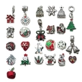 Mixed Christmas charm set featuring Santa, reindeer and snowman enamel pendants - SN654-24 Christmas Big Hole Beads Set 2-1 Each-74g