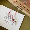 Collier en cordon tressé ajustable avec pendentif chien Westie blanc et perles colorées - Corde Rouge Chien Blanc
