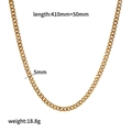 18K gold plated Cuban link chain necklace with dimensions 410mm+50mm and 5mm width - 5MM Cuban Link Chain (TN3651) / 5mm/410mm+50mm/18.8g / Gold