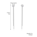Silver fringe tassel drop earrings with sparkling rhinestones and long chain detail - Silver Zirconia Long Tassel