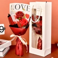 Soap rose bouquet in red and black wrap with white gift bag and Love ribbon - 2 Red Roses Bouquet