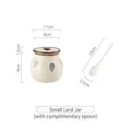 Japanese style ceramic lard jar with lid and spoon featuring hand-painted leaf patterns - Qianye Wuyu Leaves (400ml)