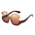 Oversized cat-eye sunglasses with translucent tea frames and gradient lenses for women - Champagne Tea