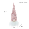 Pink knitted Christmas gnome with sequins and white beard, height 20cm by width 8cm - Pink