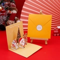 3D pop-up Christmas card with cartoon Santa and reindeer and a yellow envelope - Yellow Rabbit (J5-06)