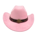 Chapeau de cowboy rose en suédine avec boucle étoile et ruban à motifs tachetés - Taille unique / Rose