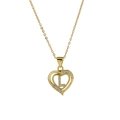 Gold plated brass heart necklace with letter L pendant and sparkling crystal accents - Necklace L