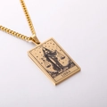 Men's gold-plated stainless steel Libra tarot square pendant necklace on white background - Libra / Gold